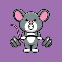 Ilustración de icono de vector de dibujos animados de barra de elevación de ratón lindo