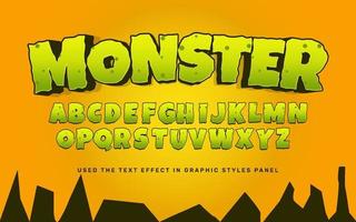 Monster text effect vector