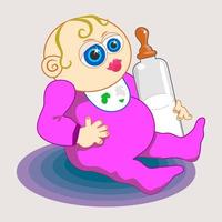 Cute Baby with Bottle of Milk vector