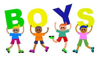 Boys Happy Text Kids vector