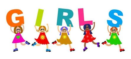 Girls Happy Text Kids vector