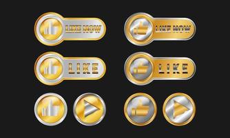 Like Gold Button. With glossy effect and thumb up symbol. Premium and luxury icon template vector