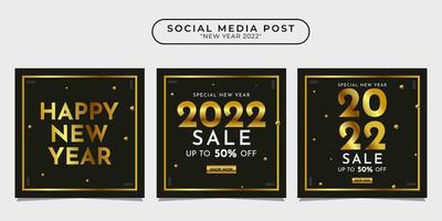 2022 feliz año nuevo colección de plantillas de diseño de publicaciones en redes sociales para pancartas, carteles, publicidad, etc. vector