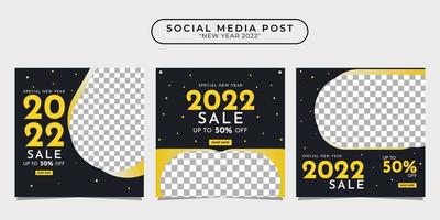 2022 happy new year social media post design template collection for banner, poster, advertising, etc. vector