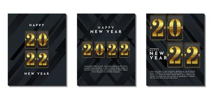 Creative concept set of new year 2022 background with luxury gold style. Very suitable for poster, banner, covers, greeting card, social media post, etc. vector