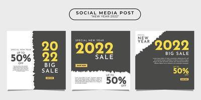 2022 feliz año nuevo colección de plantillas de diseño de publicaciones en redes sociales para pancartas, carteles, publicidad, etc. vector