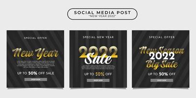 2022 happy new year social media post design template collection for banner, poster, advertising, etc. vector