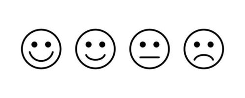 A Set of Happy, Angry, Disappointed and Sad Line Emoji Faces Free Vector