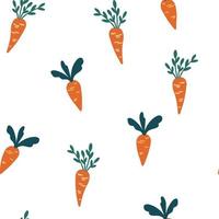 Carrots seamless pattern. Cute hand drawn beautiful background, great for easter wrapping paper, banner, textile, wallpaper. Vector cartoon illustration.