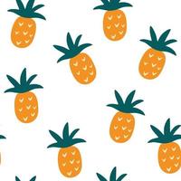 Pineapples seamless pattern. Tropical fruits. Perfect for wrapping paper, banner, textile, wallpaper. Vector cartoon illustration.