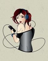 girl with headphones vector