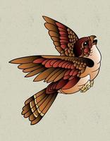 bird sparrow tattoo vector