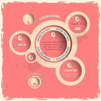 Pink web design bubbles in vintage style