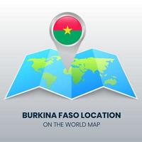 icono de ubicación de burkina faso en el mapa mundial, icono de pin redondo de burkina faso vector