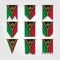 Vanuatu flag in different shapes, Flag of Vanuatu in various shapes vector