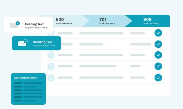 Email Conversations Popped Out. Vector Illustration. Can be used to show new emails, messages received, leads contacted, messages answered, click to open ratio, prospects. Email marketing dialog.