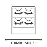 False eyelashes packaging linear icon. Thin line illustration. Temporary lashes extension set. 3D volume lashes strips. Contour symbol. Vector isolated outline drawing. Editable stroke