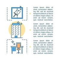 Office cleaning service article page vector template. Housekeeping, housework. Window cleaning. Brochure, magazine design element with text boxes. Print design. Concept illustrations with text space