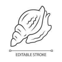 Triton linear icon. Large mollusk with spiral shell. Tropical seashell. Underwater inhabitant. Marine creature. Thin line illustration. Contour symbol. Vector isolated outline drawing. Editable stroke