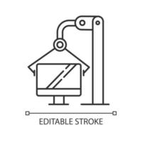 Computer industry linear icon. Information technology. Digital sector. Production process on monitor factory. Thin line illustration. Contour symbol. Vector isolated outline drawing. Editable stroke