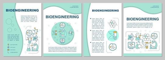 plantilla de folleto de bioingeniería. folleto, folleto, impresión de folletos, diseño de portada con ilustraciones lineales. investigación de laboratorio. diseños de páginas vectoriales para revistas, informes anuales, carteles publicitarios vector