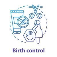 icono de concepto de gradiente azul de control de la natalidad. Ilustración de línea fina de idea de anticoncepción. prevención del embarazo. sistema reproductivo, fertilidad. dibujo de contorno aislado de vector de salud femenina