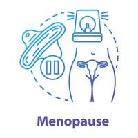 Menopause blue gradient concept icon. Climacteric idea thin line illustration. Fertility, women health, gynecology. Reproductive system. Menstrual hygiene products. Vector isolated outline drawing