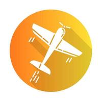 Aerobatics orange flat design long shadow glyph icon. Aerobatic maneuvers and stunt flying. Aviation, aircraft performance. Extreme airshow. Airplanes tricks. Vector silhouette illustration