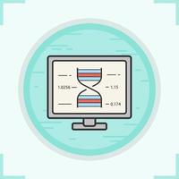 Dna research color icon. Science laboratory computer. Vector isolated illustration