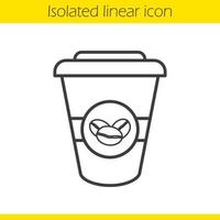 Takeaway coffee cup linear icon. Thin line illustration. Coffee to go contour symbol. Vector isolated outline drawing