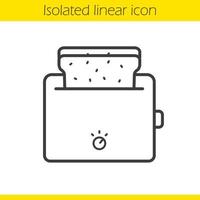 Toaster linear icon. Thin line illustration. Toasted bread contour symbol. Vector isolated outline drawing