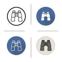 Binoculars icon. Flat design, linear and color styles. Isolated vector illustrations