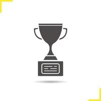 Award trophy icon. Drop shadow silhouette symbol. Sport cup vector isolated illustration