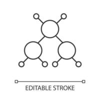 Molecule linear icon. Crystal structure. Molecular ball and stick model. Organic chemistry. Atom modeling. Thin line illustration. Contour symbol. Vector isolated outline drawing. Editable stroke