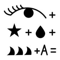 Rebus glyph icon. Conundrum, brainteaser. Abstract reasoning. Ingenuity, intelligence, knowledge test. Brain teaser. Solution finding. Silhouette symbol. Negative space. Vector isolated illustration
