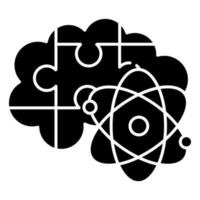 Brain teaser glyph icon. Science puzzle, riddle, logic game. Mental exercise. Challenge. Ingenuity, knowledge, intelligence test. Silhouette symbol. Negative space. Vector isolated illustration