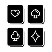Playing cards puzzle glyph icon. Logic game. Mental exercise. Challenge. Ingenuity, intelligence test. Brain teaser. Solution finding. Silhouette symbol. Negative space. Vector isolated illustration