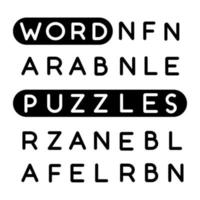 icono de glifo de rompecabezas de palabras. ejercicio mental. cuadrícula de juego de búsqueda de palabras ocultas. idioma, prueba de vocabulario. acertijo. búsqueda de solución. símbolo de silueta. espacio negativo. vector ilustración aislada