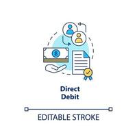 Direct debit concept icon. Finacial withdrawal idea thin line illustration. Bank transaction. Online banking operation. Payment method. Vector isolated outline drawing. Editable stroke
