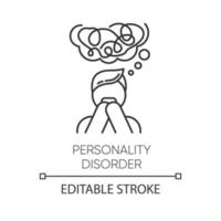 Personality disorder linear icon. Maladaptive behaviour. Deviation. Mental health issue. Anxiety and distress. Thin line illustration. Contour symbol. Vector isolated outline drawing. Editable stroke