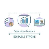 Financial performance concept icon. Corporate business accountability idea thin line illustration. Investment, statistics, analytics. Accounting. Vector isolated outline drawing. Editable stroke