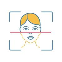 Face scanning process color icon. Facial recognition. Biometric identification procedure. Face ID. Isolated vector illustration