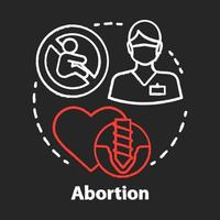 icono de concepto de tiza de aborto médico. idea de aborto espontáneo. problema de infertilidad. pérdida del embarazo. muerte fetal. interrupción del embarazo. vector ilustración de pizarra aislada