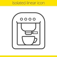 Coffee machine linear icon. Espresso machine thin line illustration. Coffee maker contour symbol. Vector isolated outline drawing