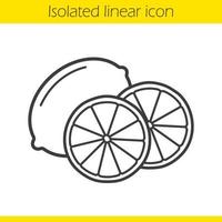 Lemon linear icon. Halved tropical fruit. Citrus thin line illustration. Lime contour symbol. Vector isolated outline drawing