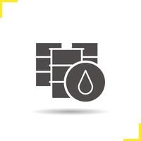 Oil barrel icon. Drop shadow silhouette symbol. Oil drum vector isolated illustration