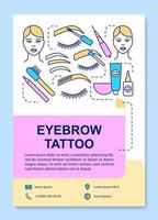 Eyebrow tattoo poster template layout. Eye brow tinting, dyeing permanent makeup. Banner, booklet, leaflet print design with linear icons. Vector brochure page layout for magazines, advertising flyers