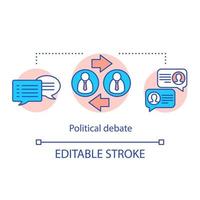 Elections concept icon. Political debate, talking to election opponent idea thin line illustration. Political campaign. Presidential race. Vector isolated outline drawing. Editable stroke