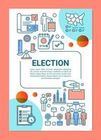 Election brochure template layout. Citizens ballot. Voter turnout. Flyer, booklet, leaflet print design with linear illustrations. Vector page layout for magazines, annual reports, advertising posters