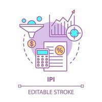 IPI concept icon. Industrial production index idea thin line illustration. Economic manufacture indicator. Manufacturing output measurement. Vector isolated outline drawing. Editable stroke